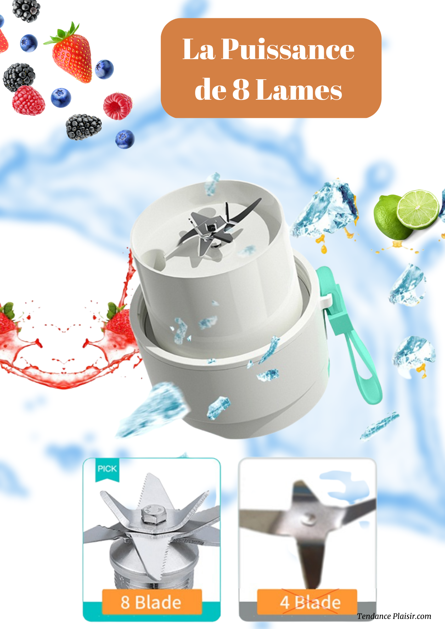 Mini Blender portatif - Smoothies - Jus de fruit -  Préparation Protéiné -