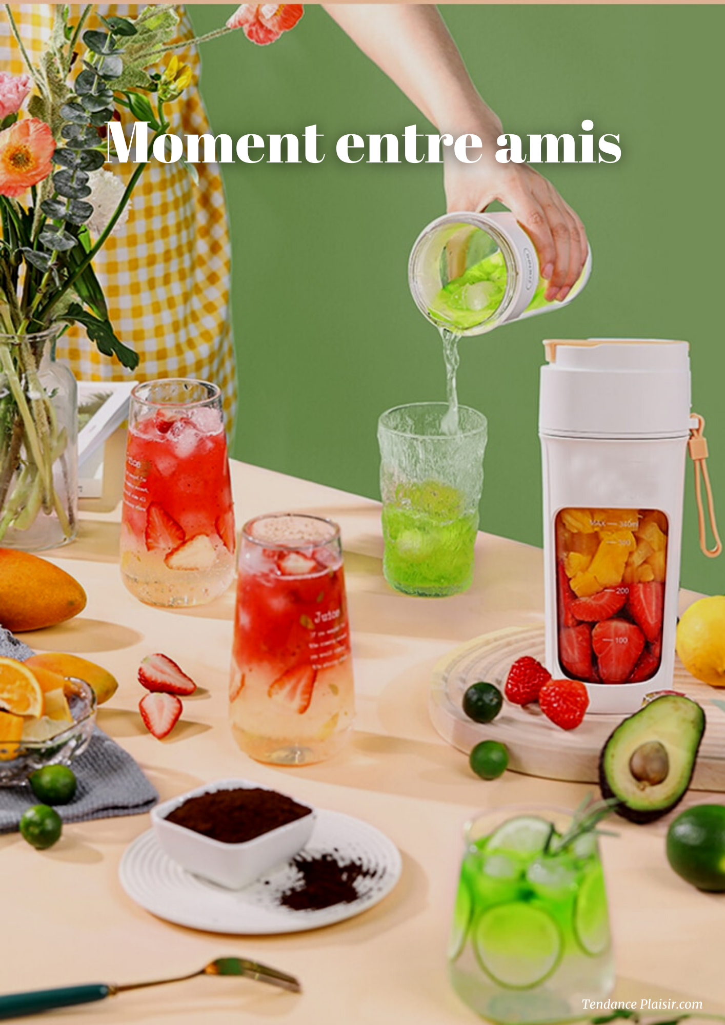 Mini Blender portatif - Smoothies - Jus de fruit -  Préparation Protéiné -